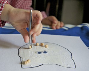 Fine motor skills using tweezers via Lessons Learnt Journal