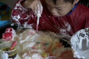 coloured shaving cream car wash via Lessons Learnt Journal