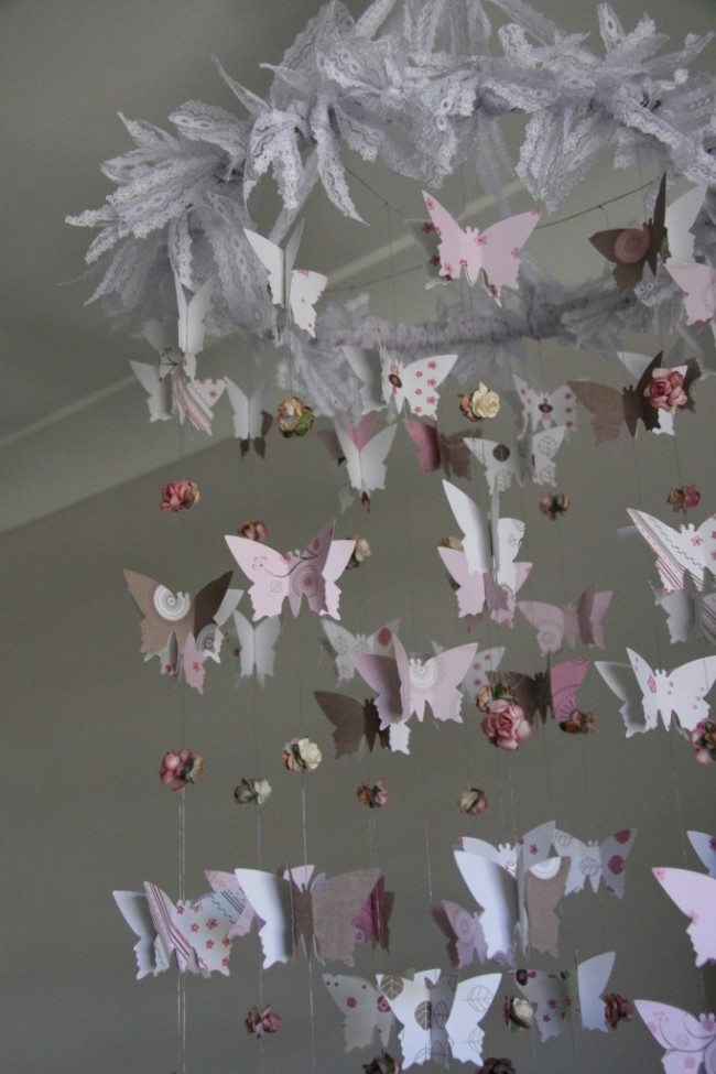 DIY Butterfly Roses Chandelier