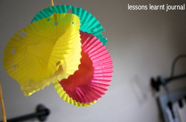 Fine Motor Skills Patty Pan Mobile via Lessons Learnt Journal