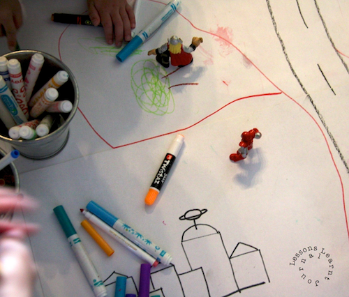 Mega Floor Drawings for Small World Play via Lessons Learnt Journal