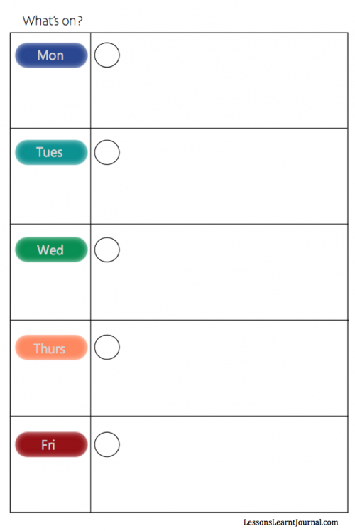 weekly planner template monday to friday