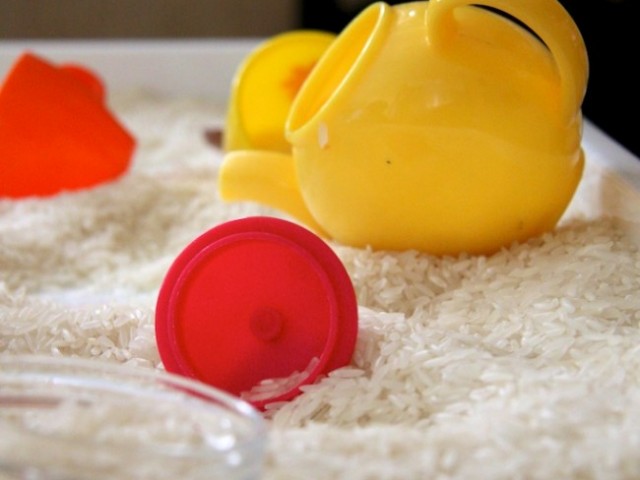 Messy Play with Rice