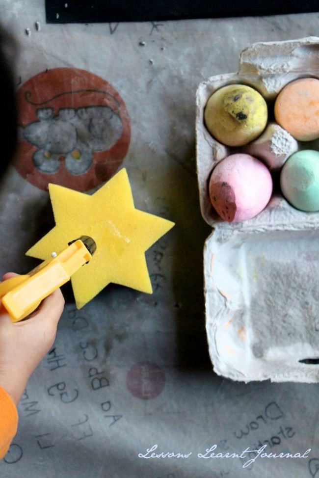 Baby Play: Open Ended Play with Wet Chalk | Lessons Learnt Journal