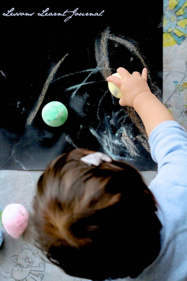 Baby Play: Open Ended Play with Wet Chalk | Lessons Learnt Journal