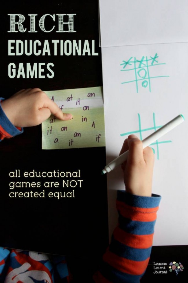 Educational Games Rich Game for Sight Words via Lessons Learnt Journal